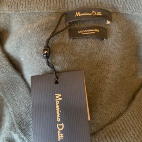 Massimo Dutti moss green cashmere V neck sweater NWT medium - Picture 7 of 10